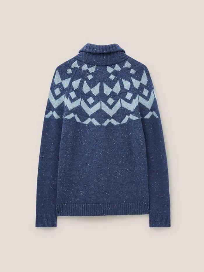 White Stuff KNITWEAR Arundel Geo Fairisle Shawl Navy Multi 8211 Men
