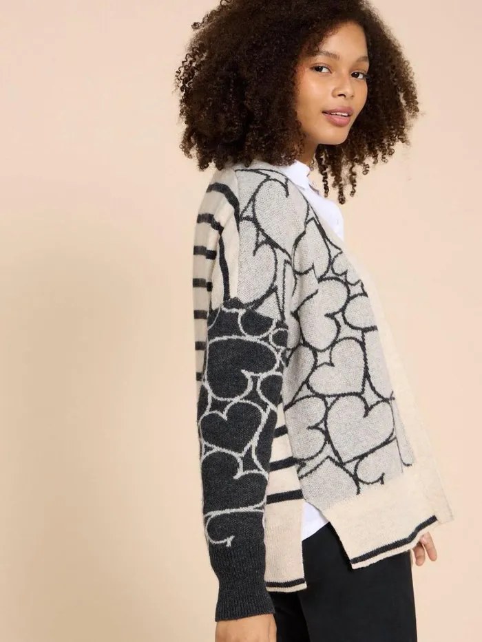 White Stuff KNITWEAR HARRIET HEART CARDIGAN Natural Multi 8211 Women White Stuff KNITWEAR HARRIET HEART CARDIGAN Natural Multi 8211 Women