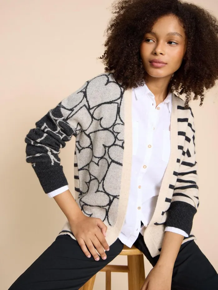 White Stuff KNITWEAR HARRIET HEART CARDIGAN Natural Multi 8211 Women White Stuff KNITWEAR HARRIET HEART CARDIGAN Natural Multi 8211 Women