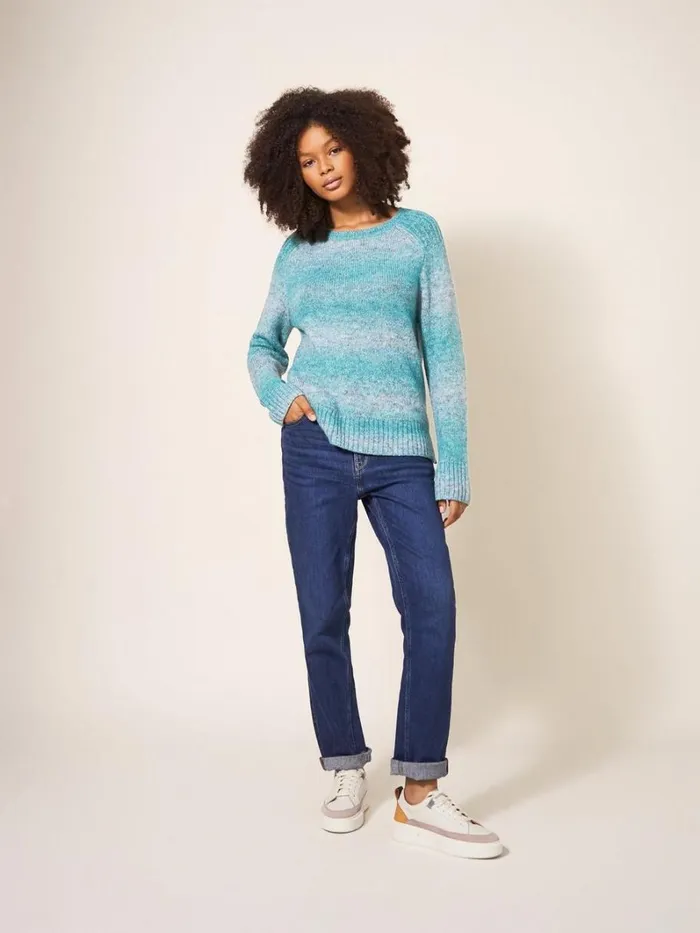 White Stuff KNITWEAR SPACE DYE WOOL JUMPER Teal Multi 8211 Women White Stuff KNITWEAR SPACE DYE WOOL JUMPER Teal Multi 8211 Women