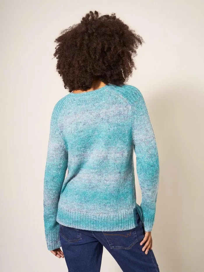 White Stuff KNITWEAR SPACE DYE WOOL JUMPER Teal Multi 8211 Women White Stuff KNITWEAR SPACE DYE WOOL JUMPER Teal Multi 8211 Women
