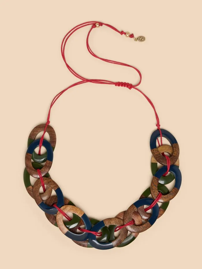 White Stuff NECKLACES Thea Wood Resin Link Necklace Green Multi 8211 Women