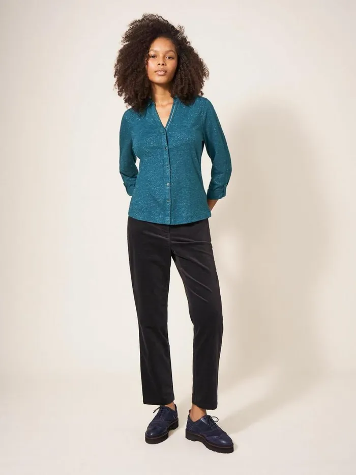 White Stuff SHIRTS and BLOUSES ANNIE SPARKLE SLIM FIT SHIRT Dk Teal 8211 Women