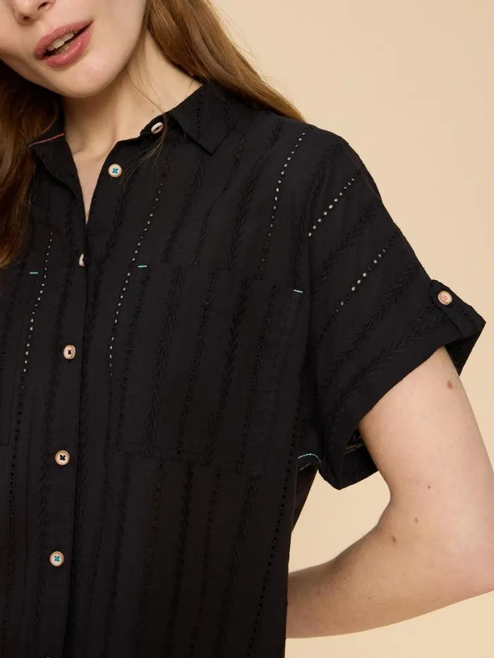 White Stuff SHIRTS and BLOUSES Ellie Cotton Broderie Shirt Pure Black 8211 Women White Stuff SHIRTS and BLOUSES Ellie Cotton Broderie Shirt Pure Black 8211 Women