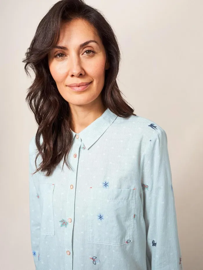 White Stuff SHIRTS and BLOUSES Emilia Stripe Emb Shirt Green Multi 8211 Women White Stuff SHIRTS and BLOUSES Emilia Stripe Emb Shirt Green Multi 8211 Women