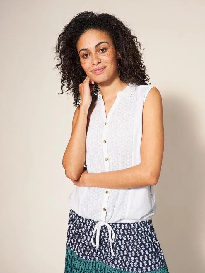 White Stuff SHIRTS and BLOUSES Flowing Grasses Sleeveless Jersey Shirt Brilliant White 8211 Women White Stuff SHIRTS and BLOUSES Flowing Grasses Sleeveless Jersey Shirt Brilliant White 8211 Women