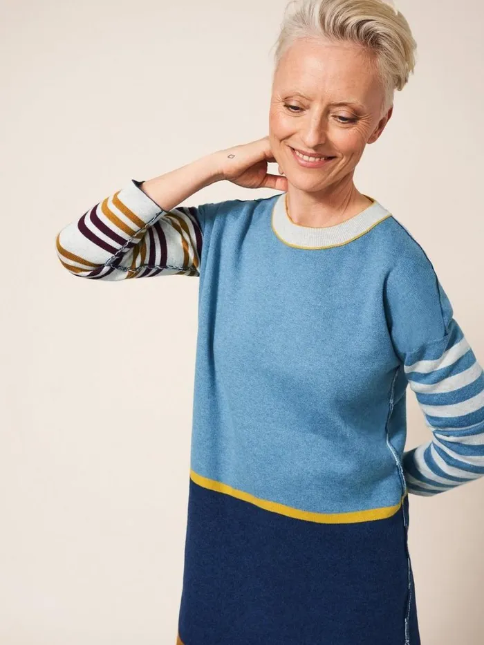White Stuff SHIRTS and BLOUSES Reversible Stripe Tunic Navy Multi 8211 Women