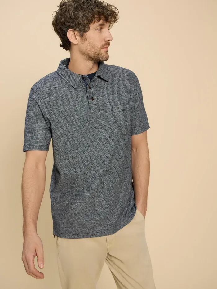 White Stuff SHIRTS Twisted Texture Polo Navy Multi 8211 Men