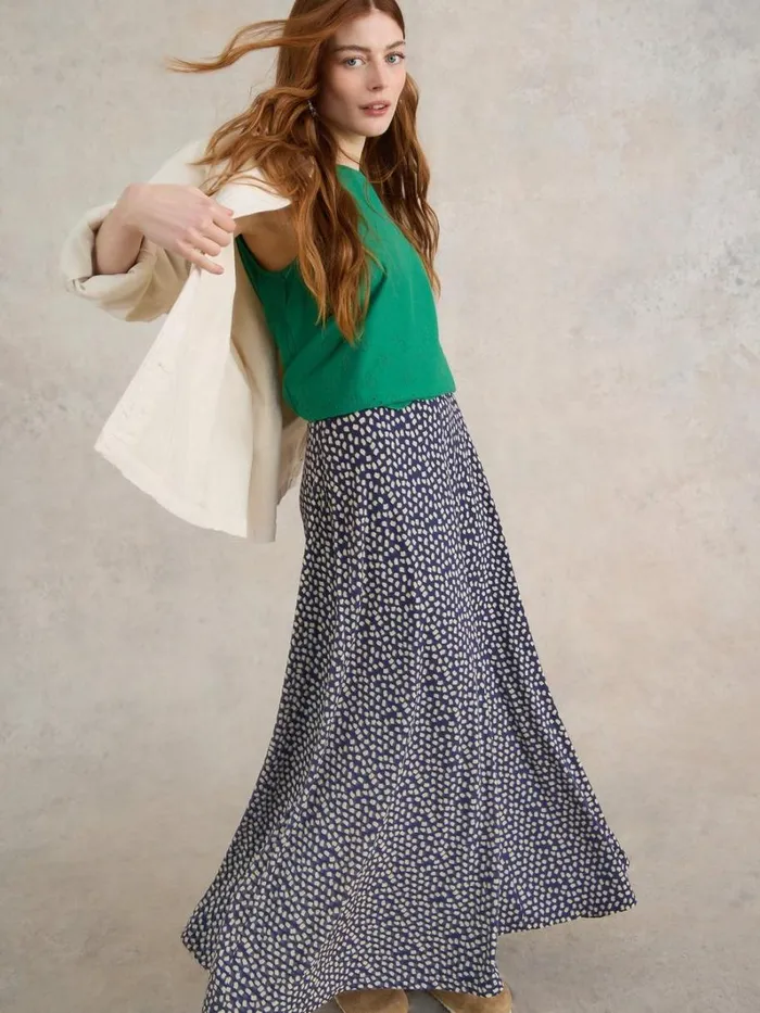 White Stuff SKIRTS Jada Eco Vero Skirt Blue Print 8211 Women White Stuff SKIRTS Jada Eco Vero Skirt Blue Print 8211 Women