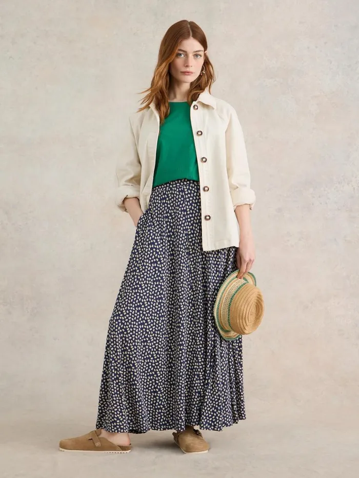 White Stuff SKIRTS Jada Eco Vero Skirt Blue Print 8211 Women White Stuff SKIRTS Jada Eco Vero Skirt Blue Print 8211 Women