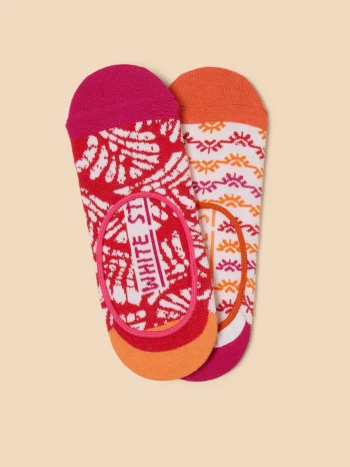 White Stuff SOCKS 2 Pack Palm Leaf No Show Socks Orange Multi 8211 Women