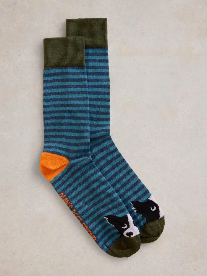 White Stuff SOCKS Dog Ankle Sock Blue Multi 8211 Men