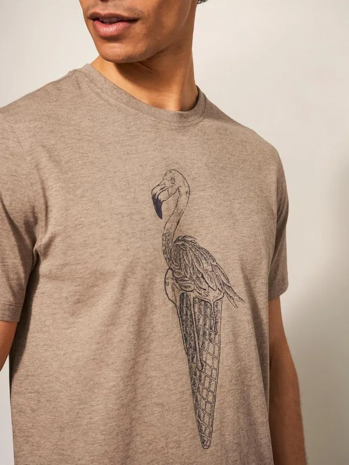 White Stuff TSHIRTS Ice Cream Flamingo Graphic Tee Mid Pink 8211 Men
