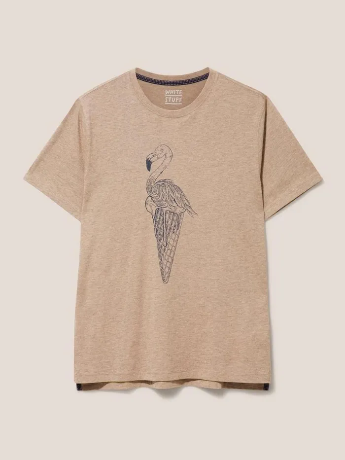 White Stuff TSHIRTS Ice Cream Flamingo Graphic Tee Mid Pink 8211 Men