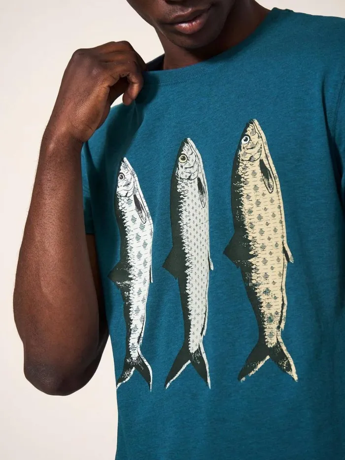 White Stuff TSHIRTS Pattern Fish Graphic Tshirt Mid Teal 8211 Men