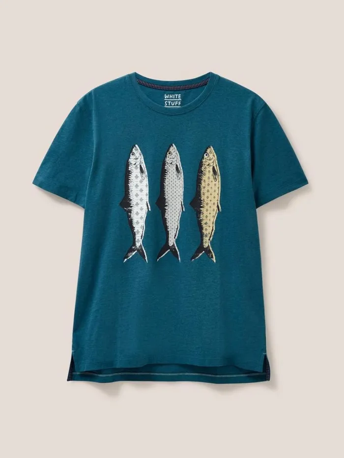 White Stuff TSHIRTS Pattern Fish Graphic Tshirt Mid Teal 8211 Men