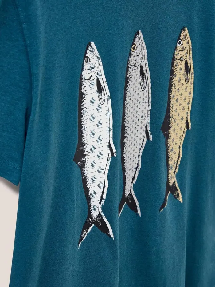 White Stuff TSHIRTS Pattern Fish Graphic Tshirt Mid Teal 8211 Men