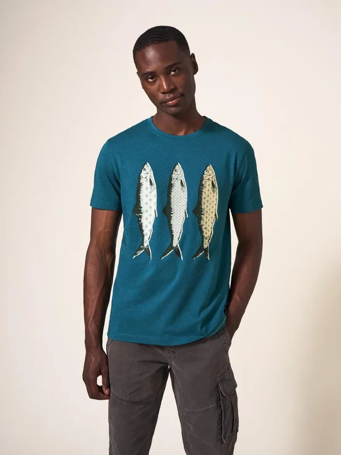 White Stuff TSHIRTS Pattern Fish Graphic Tshirt Mid Teal 8211 Men