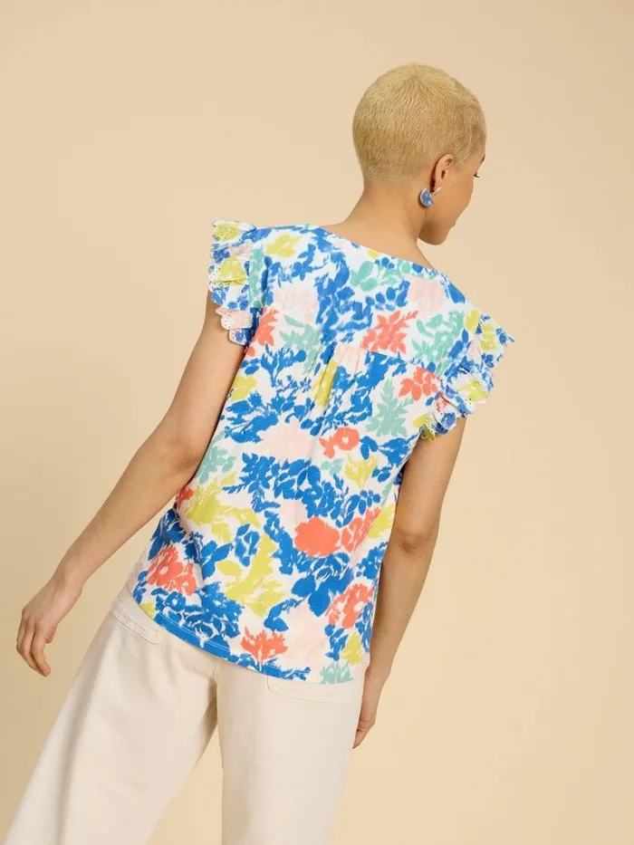 White Stuff TOPS and TEES TESSA WOVEN FRILL TOP White Print 8211 Women White Stuff TOPS and TEES TESSA WOVEN FRILL TOP White Print 8211 Women
