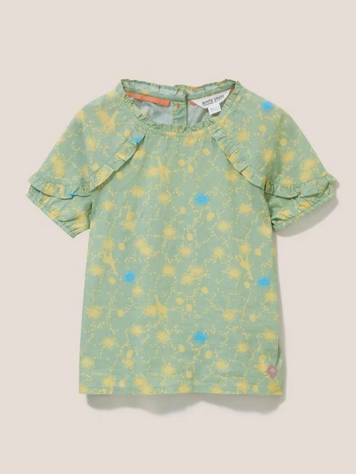 White Stuff TOPS Printed Woven Top Green Multi 8211 Kids
