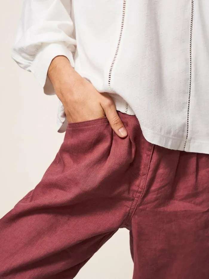 White Stuff TROUSERS Rowena Linen Trouser Dk Plum 8211 Women
