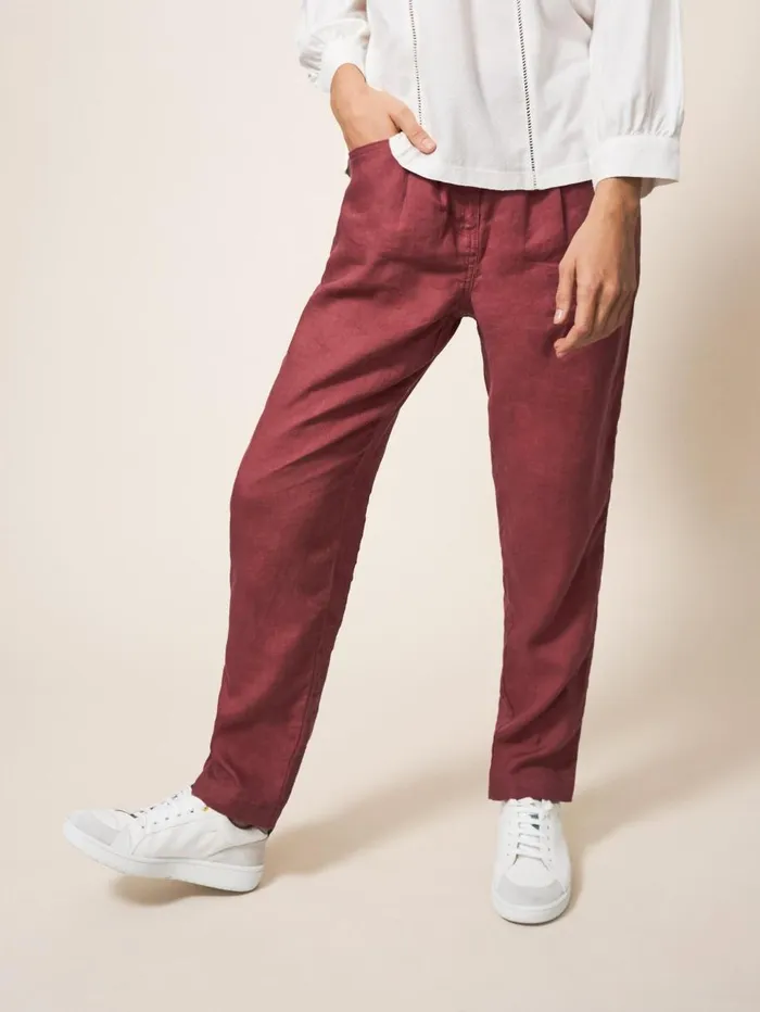 White Stuff TROUSERS Rowena Linen Trouser Dk Plum 8211 Women