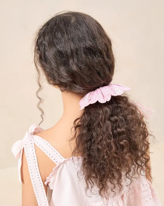 Women Accessories Loeffler Randall Frankie Pink Floral Scallop Scrunchie I Hair Accessories I Accessory