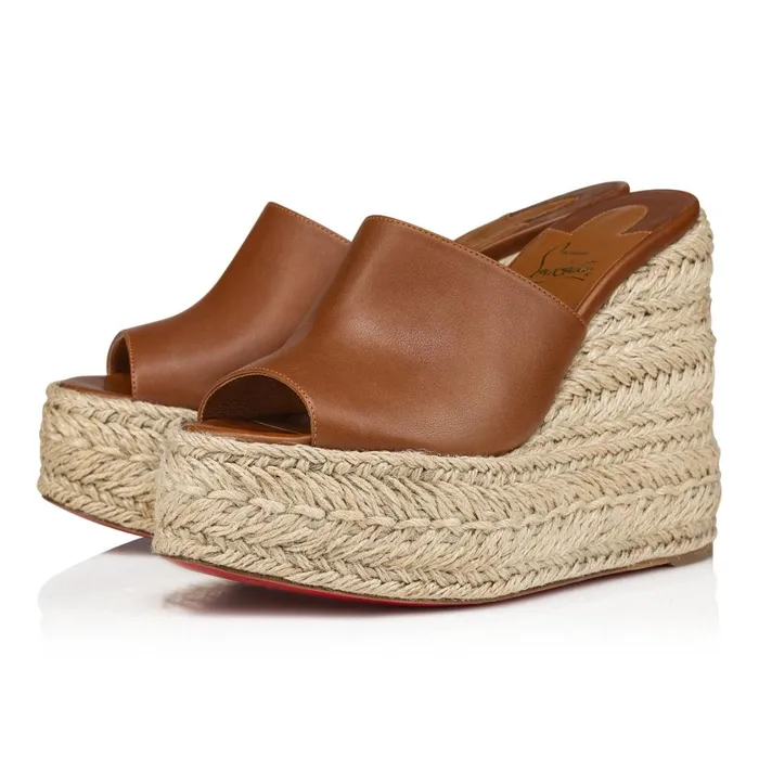 Women Ariella Zeppa 130 Mm Espadrilles 8211 Calf Leather 8211 Cuoio Brown Christian Louboutin Wedges Women Ariella Zeppa 130 Mm Espadrilles 8211 Calf Leather 8211 Cuoio Brown Christian Louboutin Wedges