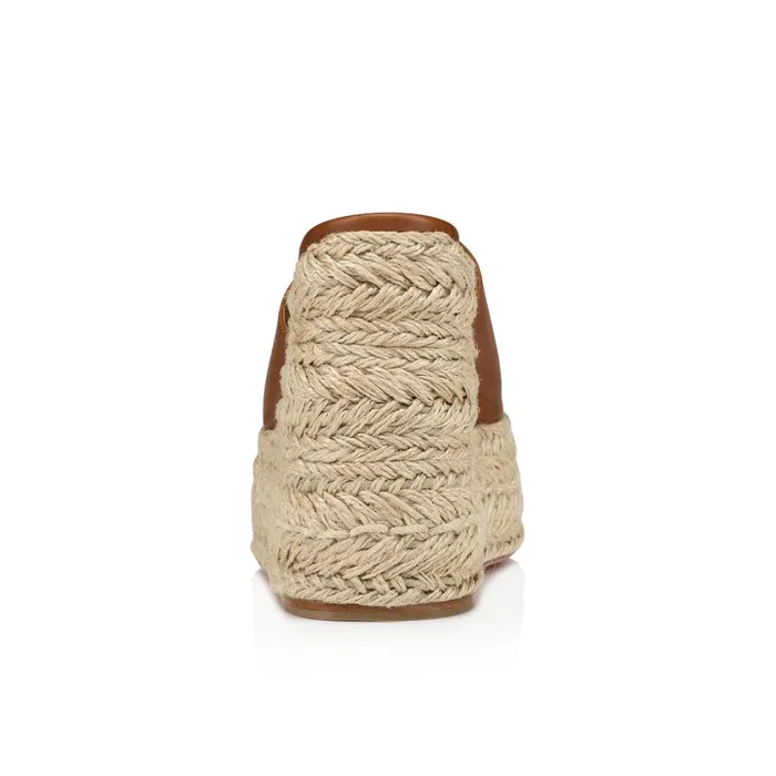 Women Ariella Zeppa 130 Mm Espadrilles 8211 Calf Leather 8211 Cuoio Brown Christian Louboutin Wedges