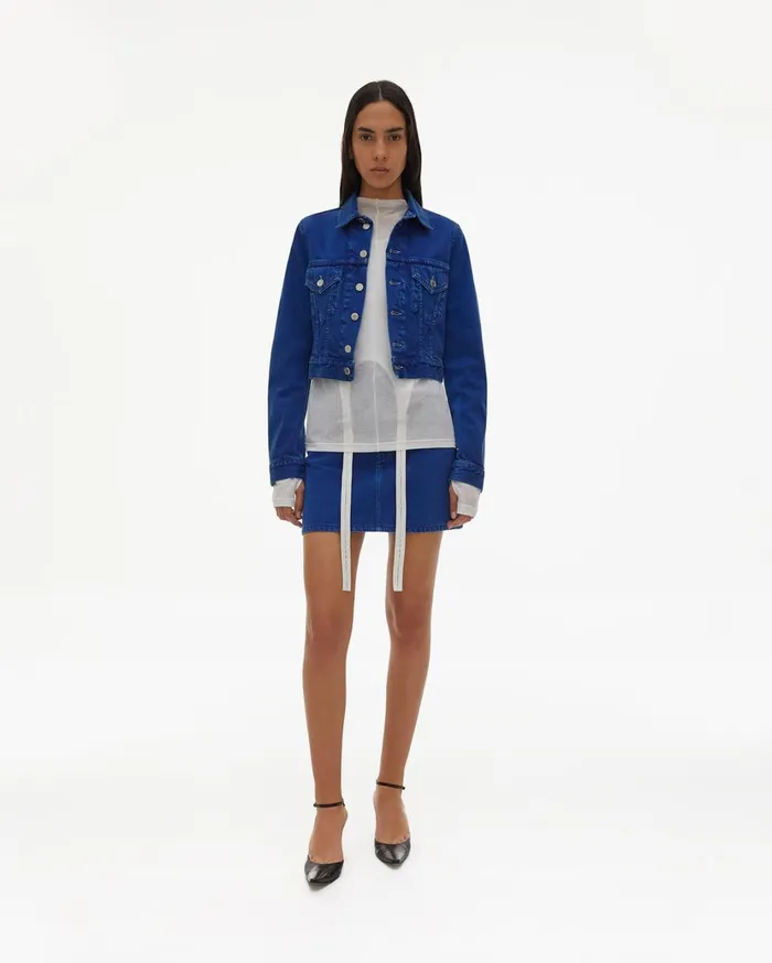 Women Azurite Fem Little Trucker Jacket Accelerated Azurite Stone Helmut Lang Jackets
