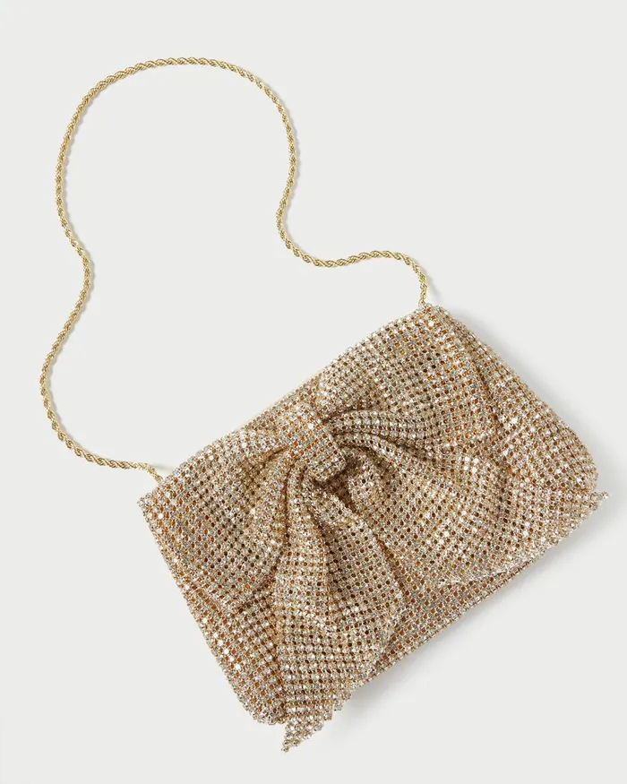 Women Clutches Loeffler Randall Jolene Gold Diamant Bow Clutch L Clutches L Handbags