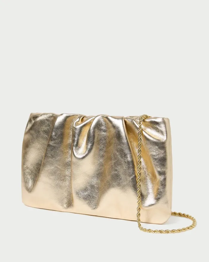 Women Clutches Loeffler Randall Serena Champagne Gathered Leather Clutch