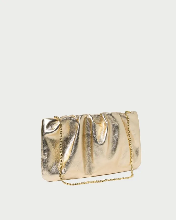 Women Clutches Loeffler Randall Serena Champagne Gathered Leather Clutch