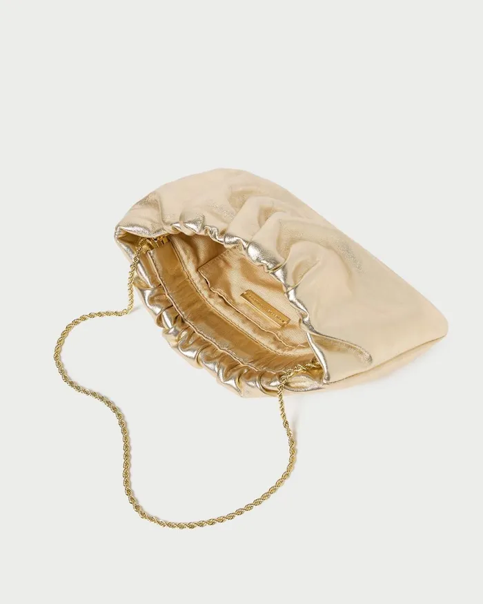Women Clutches Loeffler Randall Serena Champagne Gathered Leather Clutch