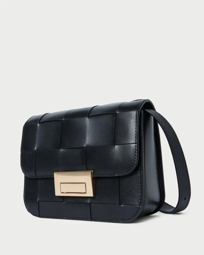 Women Crossbodies Loeffler Randall Desi Black Woven Leather Crossbody