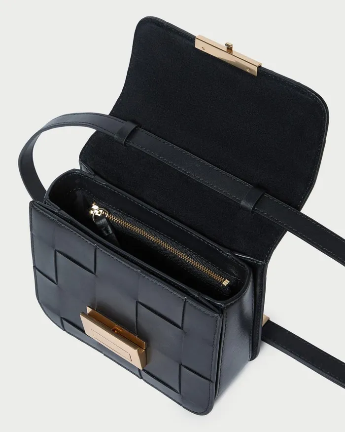 Women Crossbodies Loeffler Randall Desi Black Woven Leather Crossbody