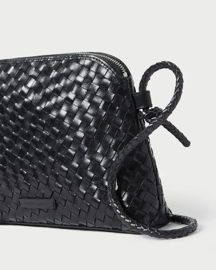 Women Crossbodies Loeffler Randall Mallory Black Woven Leather Crossbody L Crossbodies L Handbags