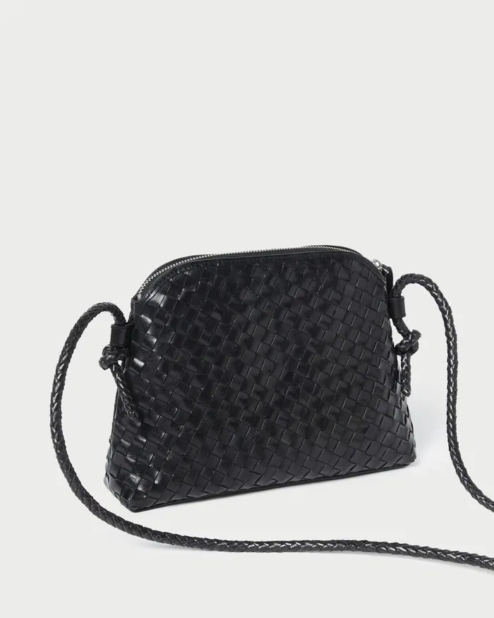 Women Crossbodies Loeffler Randall Mallory Black Woven Leather Crossbody L Crossbodies L Handbags