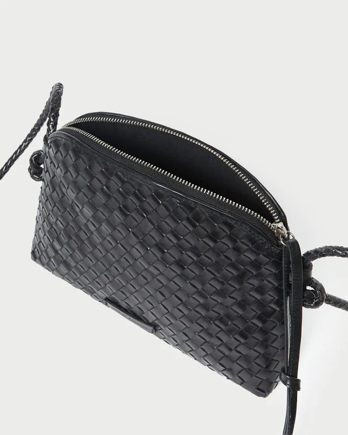 Women Crossbodies Loeffler Randall Mallory Black Woven Leather Crossbody L Crossbodies L Handbags