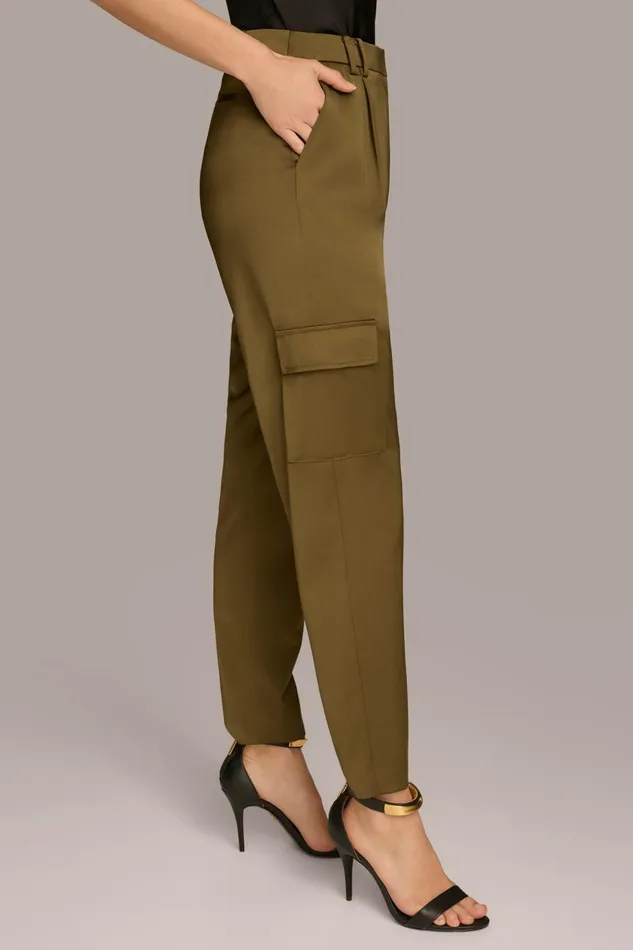 Women Donna Karan Pants STRAIGHT LEG CARGO PANT Beech