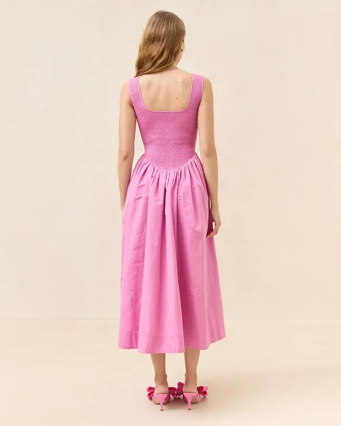Women Dresses Loeffler Randall Estelle Pink Smocked Dress Women Dresses Loeffler Randall Estelle Pink Smocked Dress