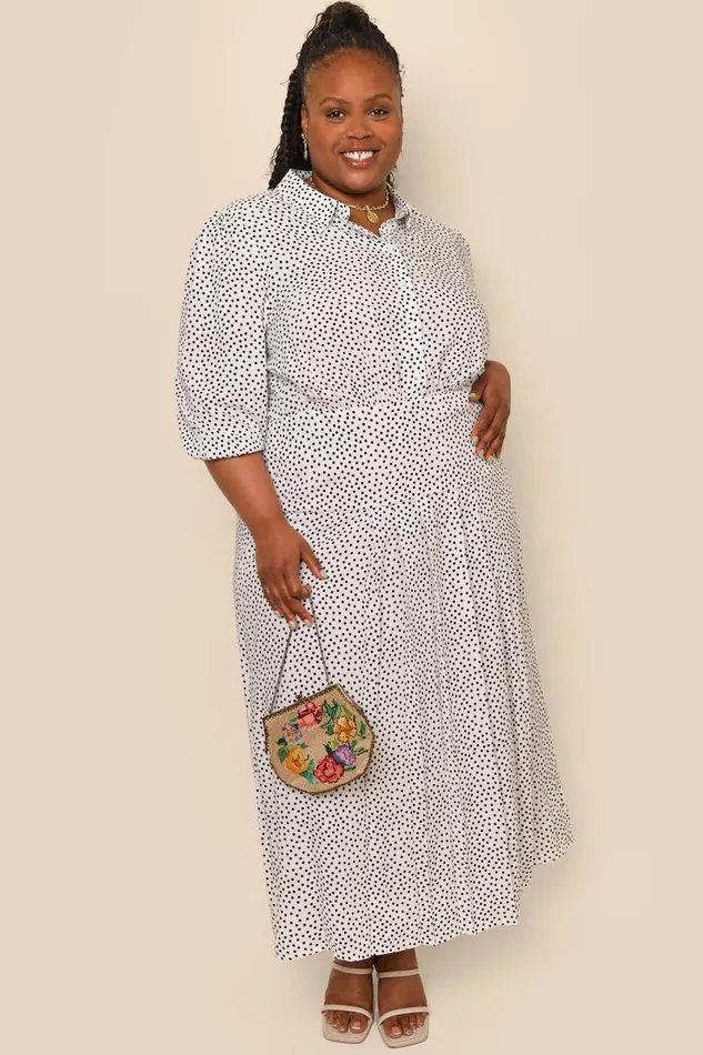 Women Dresses RIXO Izzy White Mini Polka Dots Women Dresses RIXO Izzy White Mini Polka Dots
