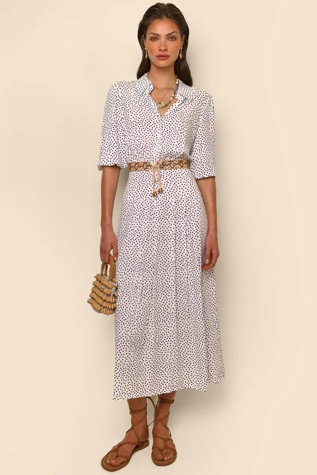 Women Dresses RIXO Izzy White Mini Polka Dots Women Dresses RIXO Izzy White Mini Polka Dots