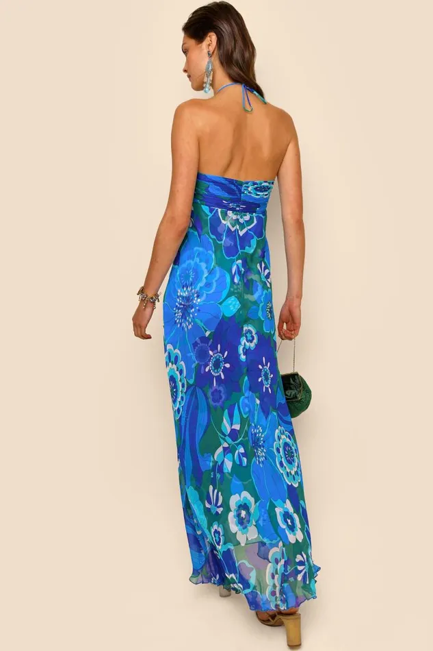 Women Dresses RIXO Samira Retro Floral Blue Women Dresses RIXO Samira Retro Floral Blue