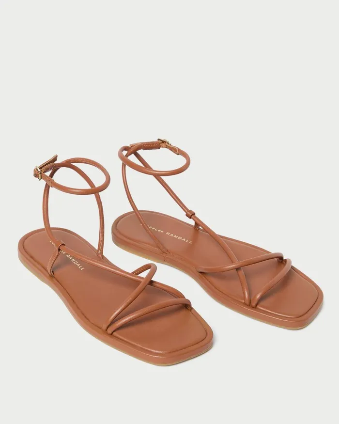 Women Flat Sandals Loeffler Randall Noor Timber Leather Flat Sandal I Flat Sandals I Footwear