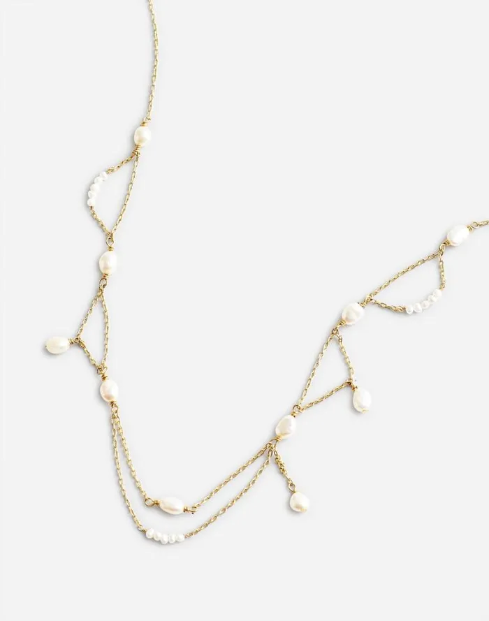 Women Freshwater Pearl Dangle Chain Choker Necklace Vintage Gold Madewell Jewelry Women Freshwater Pearl Dangle Chain Choker Necklace Vintage Gold Madewell Jewelry