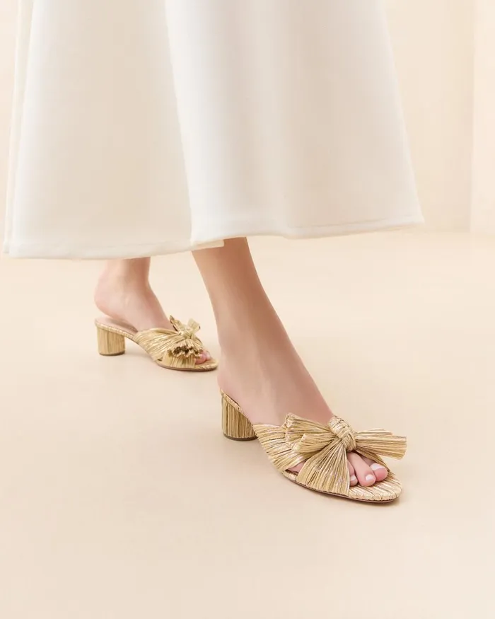 Women Heeled Sandals Loeffler Randall Emilia Gold Bow Heel