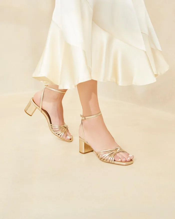 Women Heeled Sandals Loeffler Randall Olivia Champagne Knot MidHeel Sandal L Heeled Sandals L Footwear