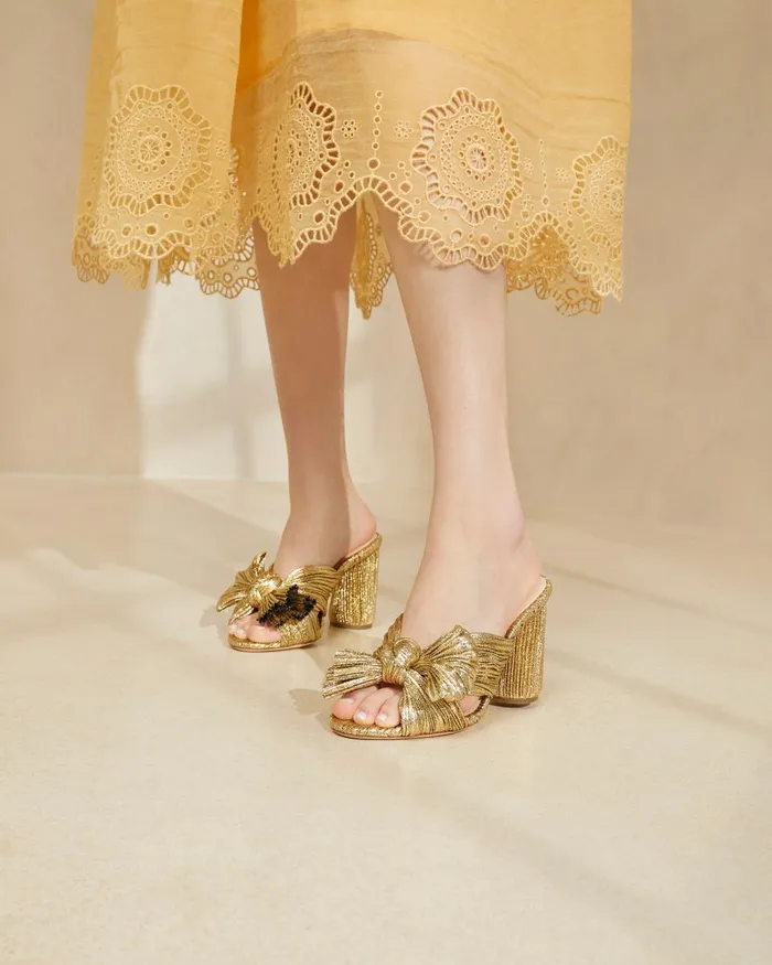 Women Heeled Sandals Loeffler Randall Penny Bow Sandal Gold