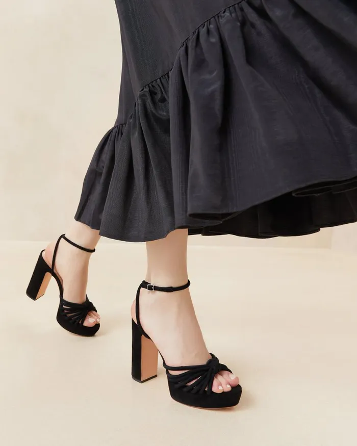 Women Heeled Sandals Loeffler Randall Rivka Black Suede Platform Sandal L Heeled Sandals L Footwear